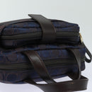 Salvatore Ferragamo Gancini Hand Bag Canvas Navy Auth am6496-6