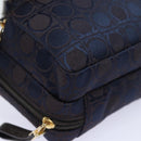 Salvatore Ferragamo Gancini Hand Bag Canvas Navy Auth am6496-8