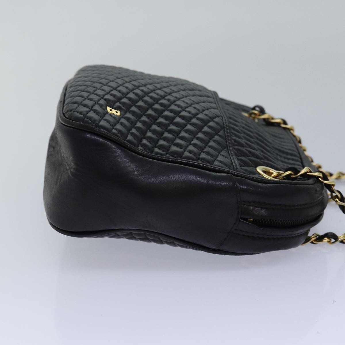 BALLY Quilted Chain Shoulder Bag Leather Black Auth am6499