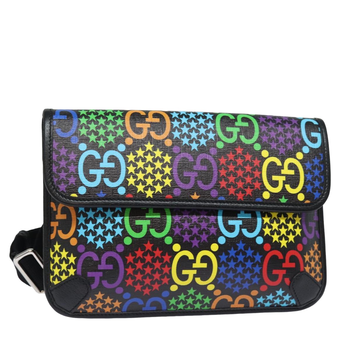 GUCCI GG Psychedelic Body Bag PVC Leather Multicolor 598113 Auth am6503A