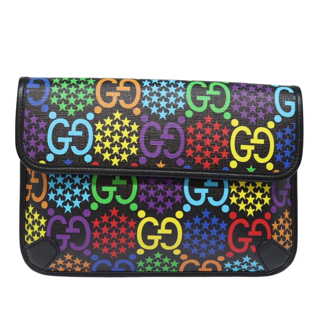 GUCCI GG Psychedelic Body Bag PVC Leather Multicolor 598113 Auth am6503A