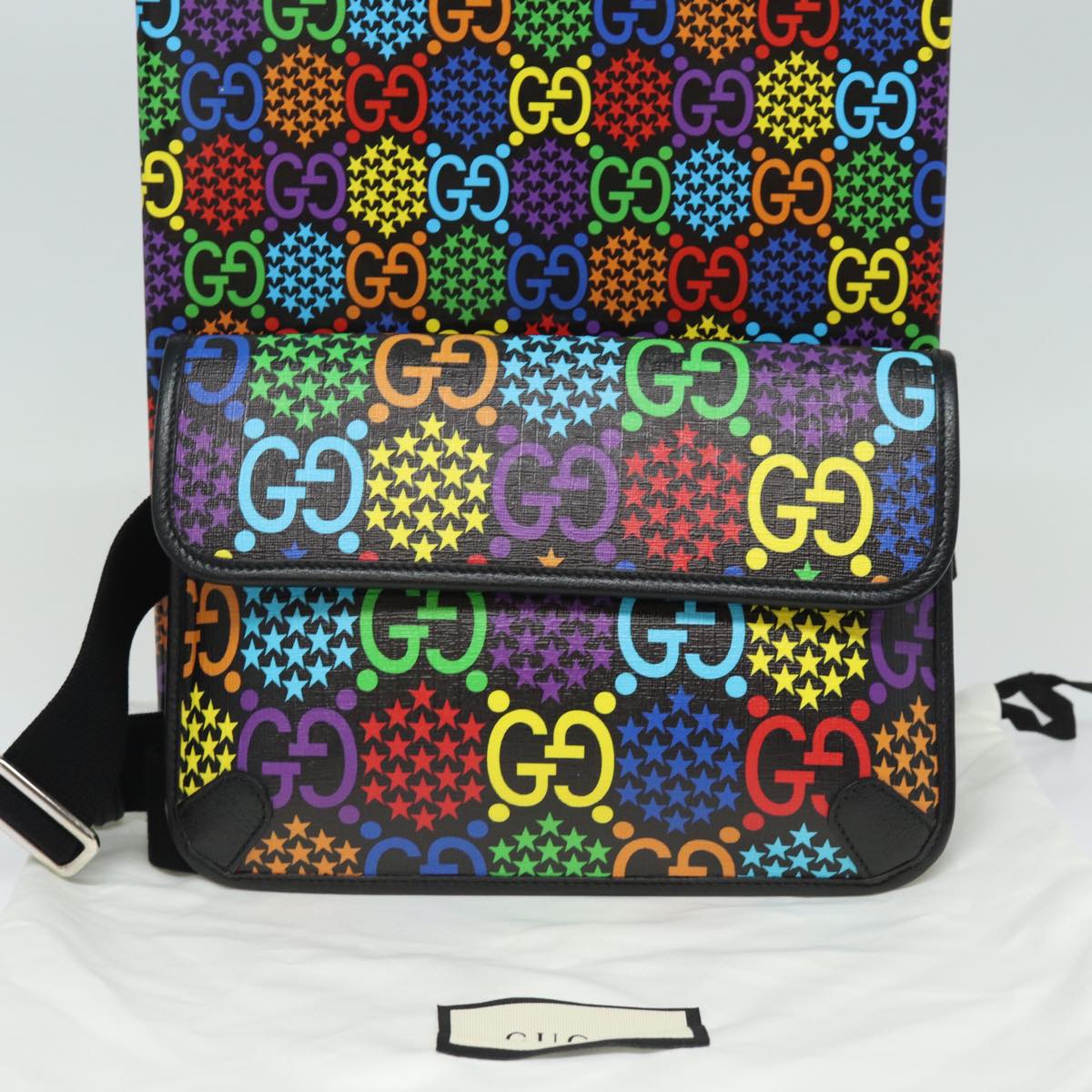 GUCCI GG Psychedelic Body Bag PVC Leather Multicolor 598113 Auth am6503A