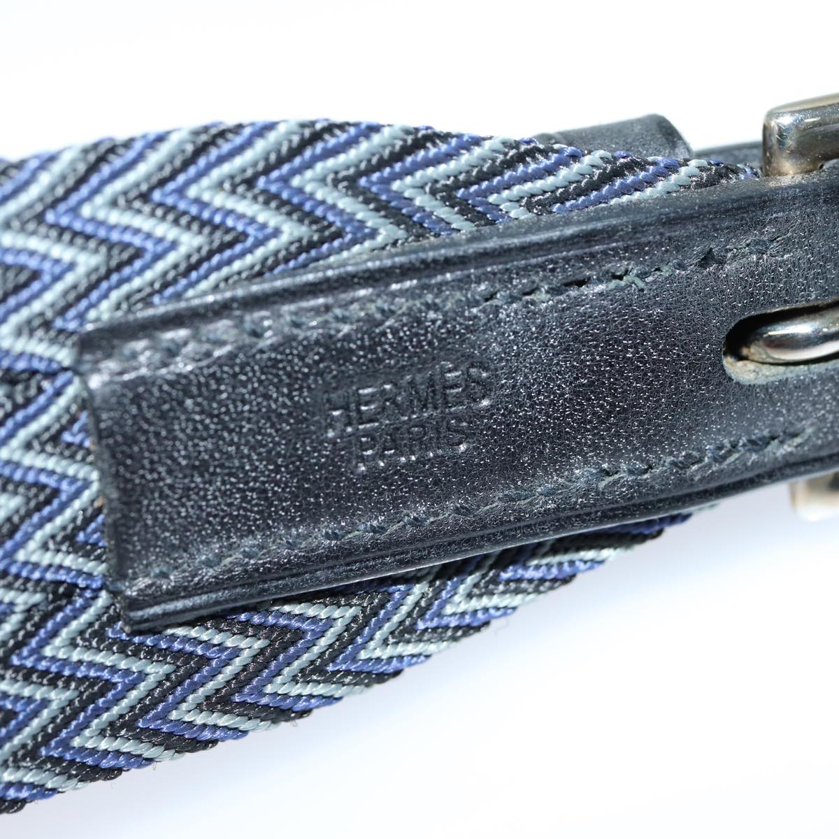 HERMES Dog Leash Canvas Blue Auth am6511