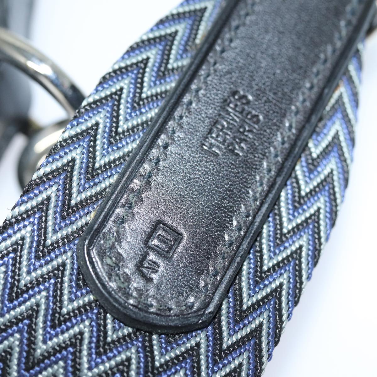 HERMES Dog Leash Canvas Blue Auth am6511