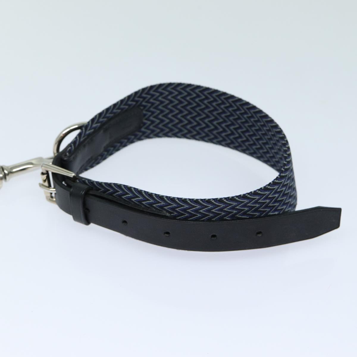 HERMES Dog Leash Canvas Blue Auth am6511