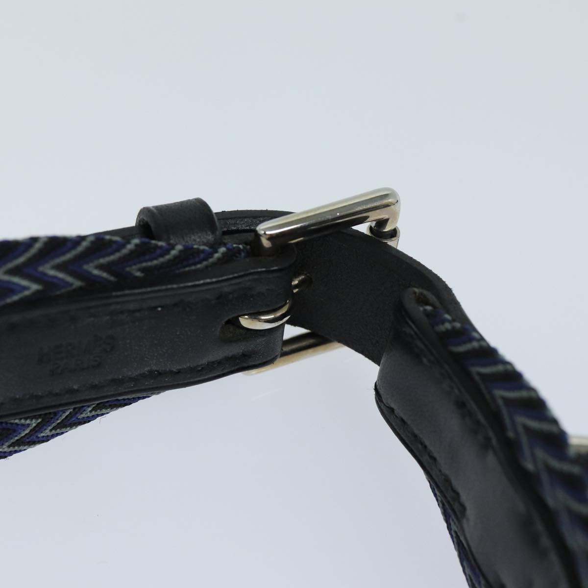 HERMES Dog Leash Canvas Blue Auth am6511