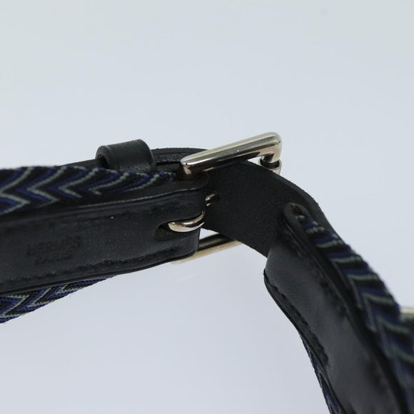 HERMES Dog Leash Canvas Blue Auth am6511