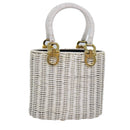 Salvatore Ferragamo Gancini Basket bag Hand Bag Straw White Auth am6527-1