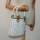 Salvatore Ferragamo Gancini Basket bag Hand Bag Straw White Auth am6527-20