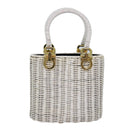 Salvatore Ferragamo Gancini Basket bag Hand Bag Straw White Auth am6527-13