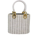 Salvatore Ferragamo Gancini Basket bag Hand Bag Straw White Auth am6527-2