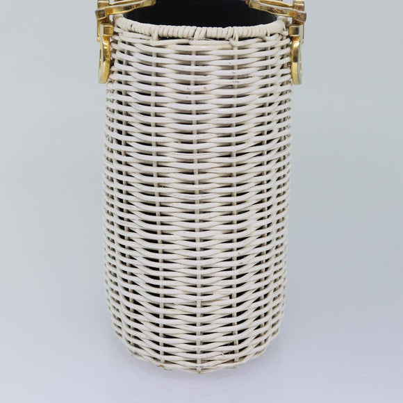 Salvatore Ferragamo Gancini Basket bag Hand Bag Straw White Auth am6527