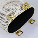 Salvatore Ferragamo Gancini Basket bag Hand Bag Straw White Auth am6527-6