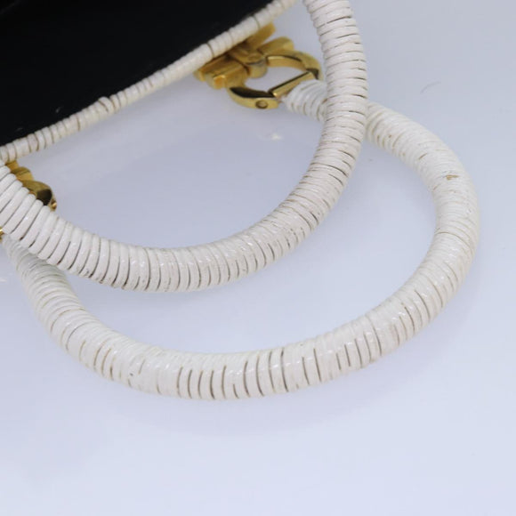 Salvatore Ferragamo Gancini Basket bag Hand Bag Straw White Auth am6527