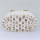 Salvatore Ferragamo Gancini Basket bag Hand Bag Straw White Auth am6527-5