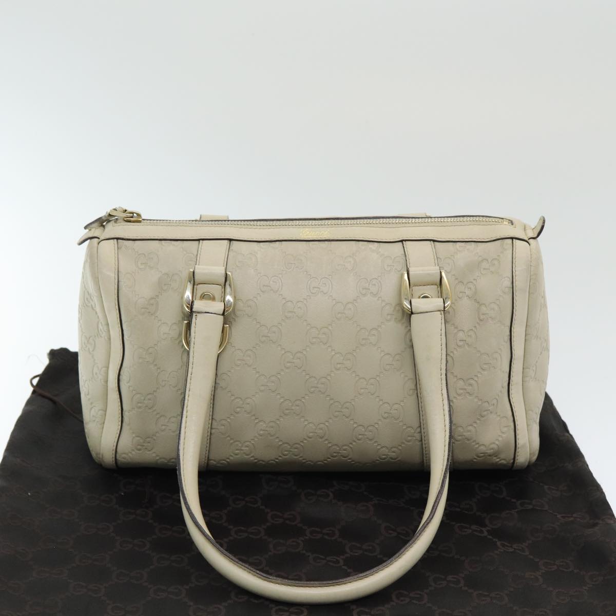 GUCCI Guccissima GG Canvas Abbey Shoulder Bag White 130942 Auth am6540