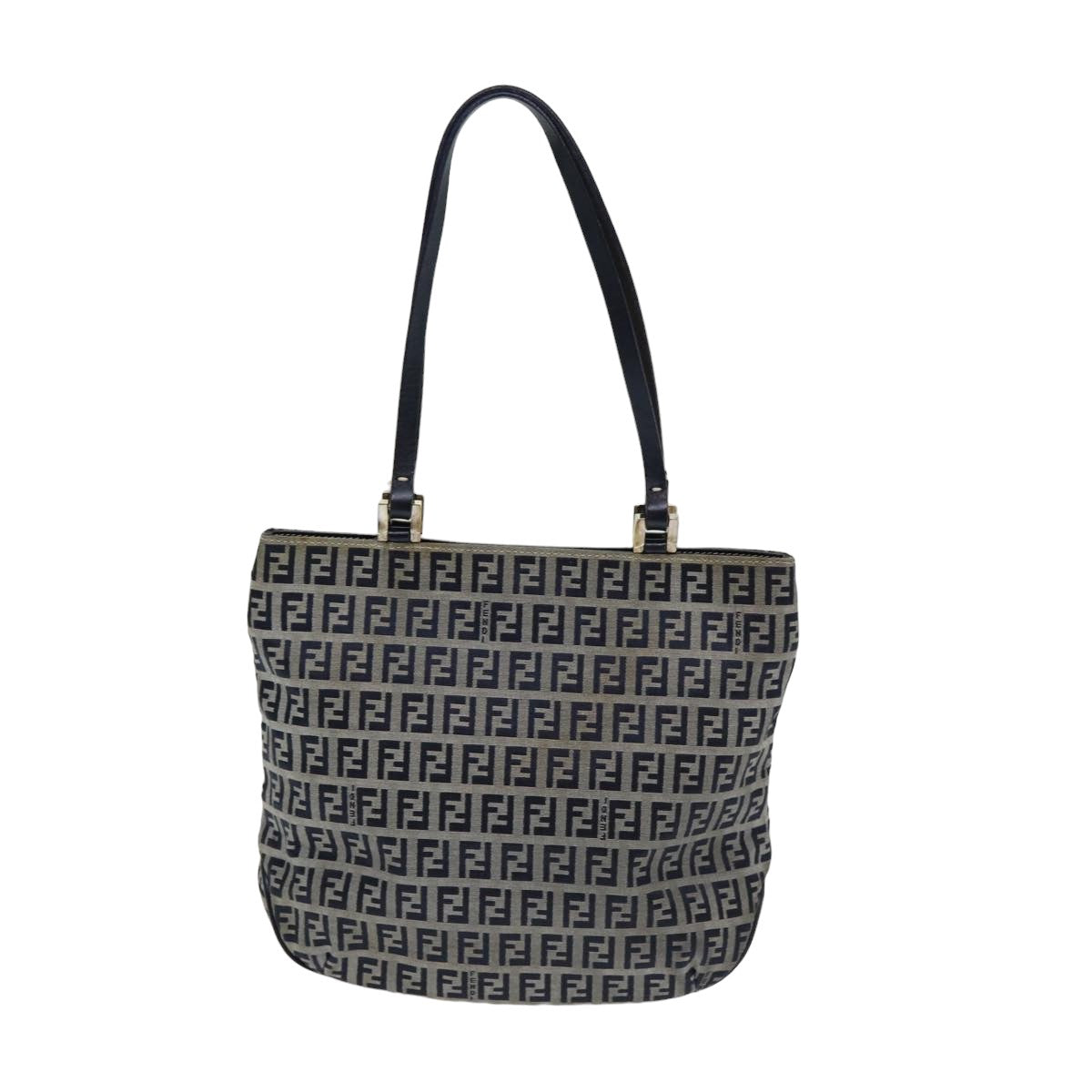 FENDI Zucchino Canvas Hand Bag Navy Auth am6542 - 0