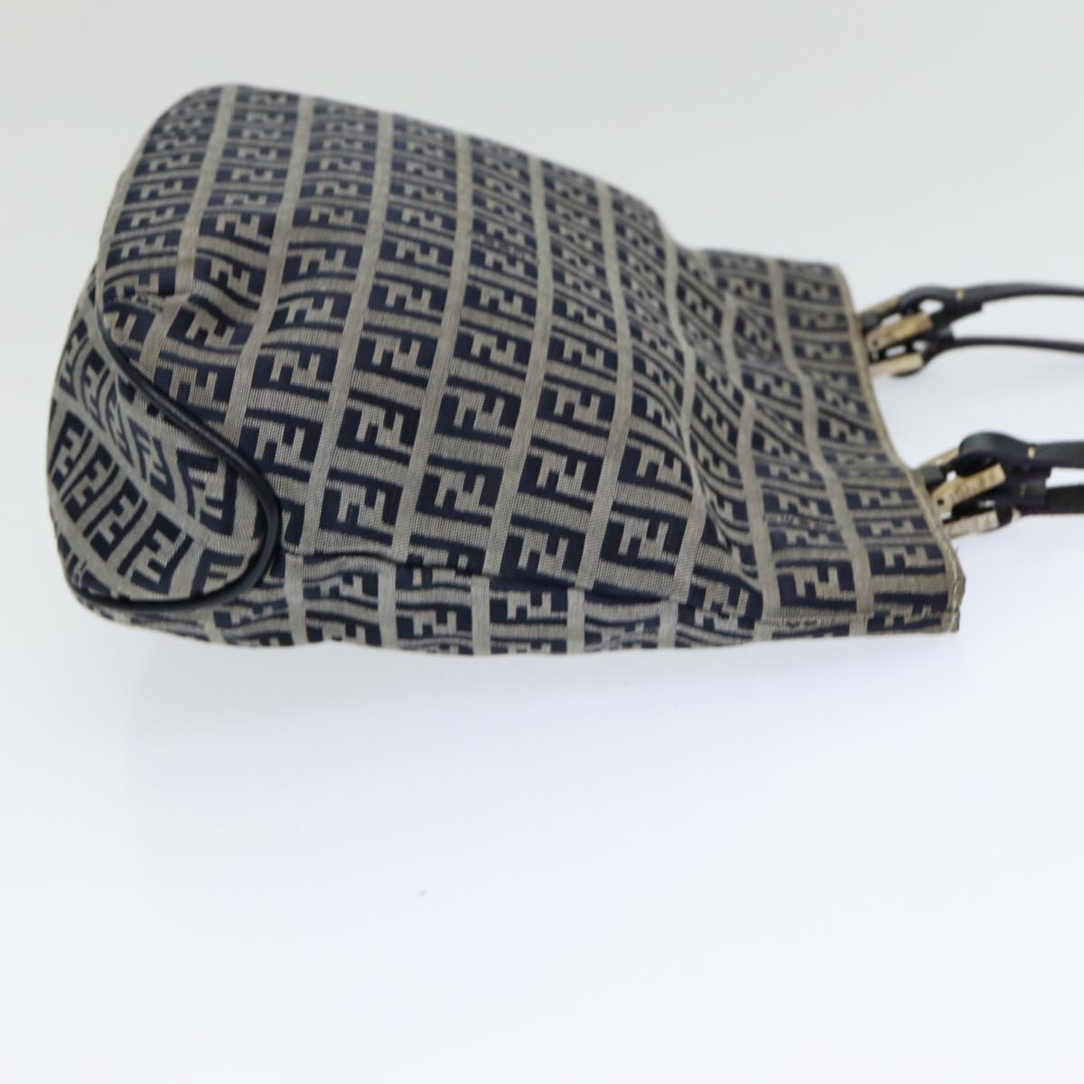 FENDI Zucchino Canvas Hand Bag Navy Auth am6542