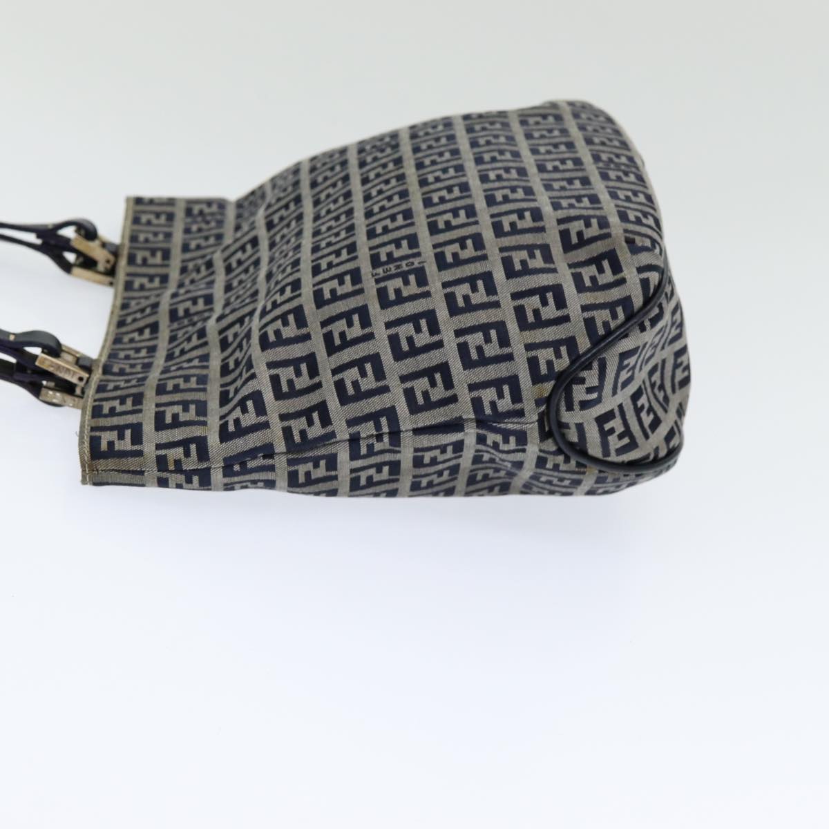 FENDI Zucchino Canvas Hand Bag Navy Auth am6542