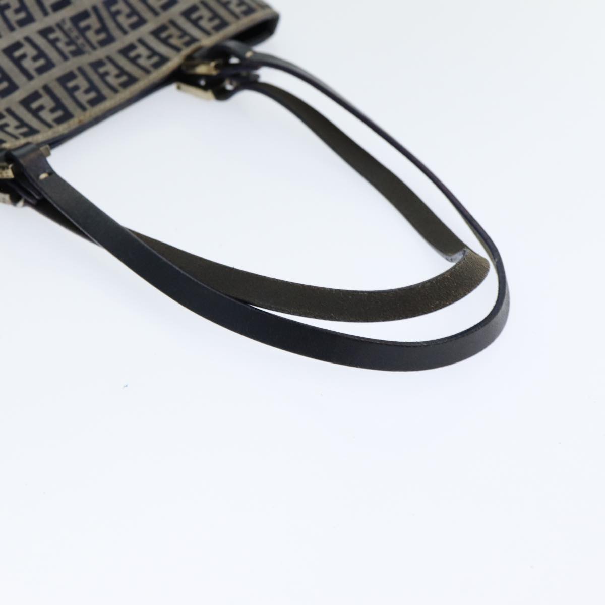 FENDI Zucchino Canvas Hand Bag Navy Auth am6542