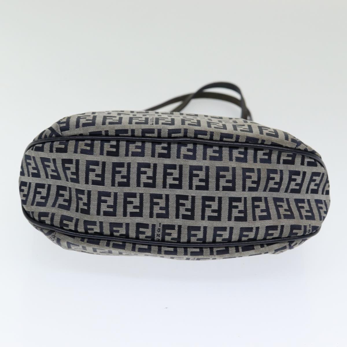 FENDI Zucchino Canvas Hand Bag Navy Auth am6542