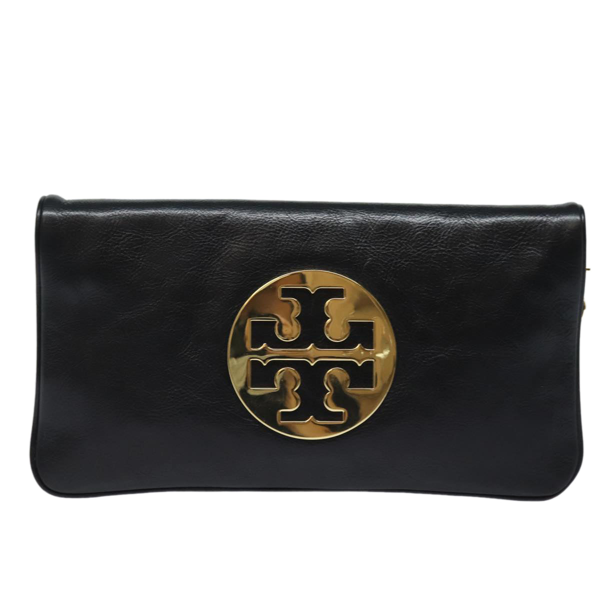 TORY BURCH Chain Shoulder Bag Leather Black Auth am6546