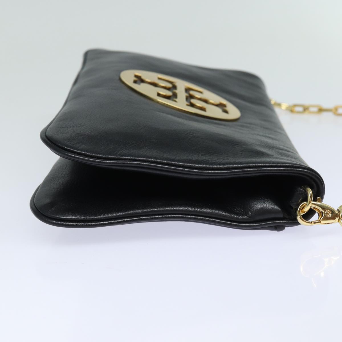 TORY BURCH Chain Shoulder Bag Leather Black Auth am6546