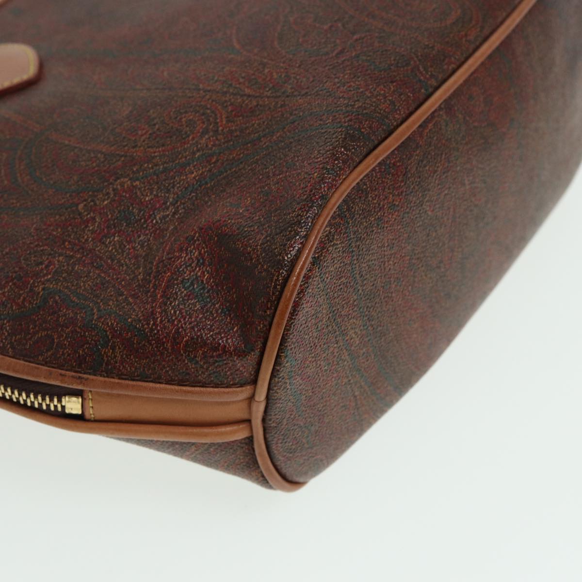 ETRO Paisley Hand Bag PVC Leather Brown Auth am6547