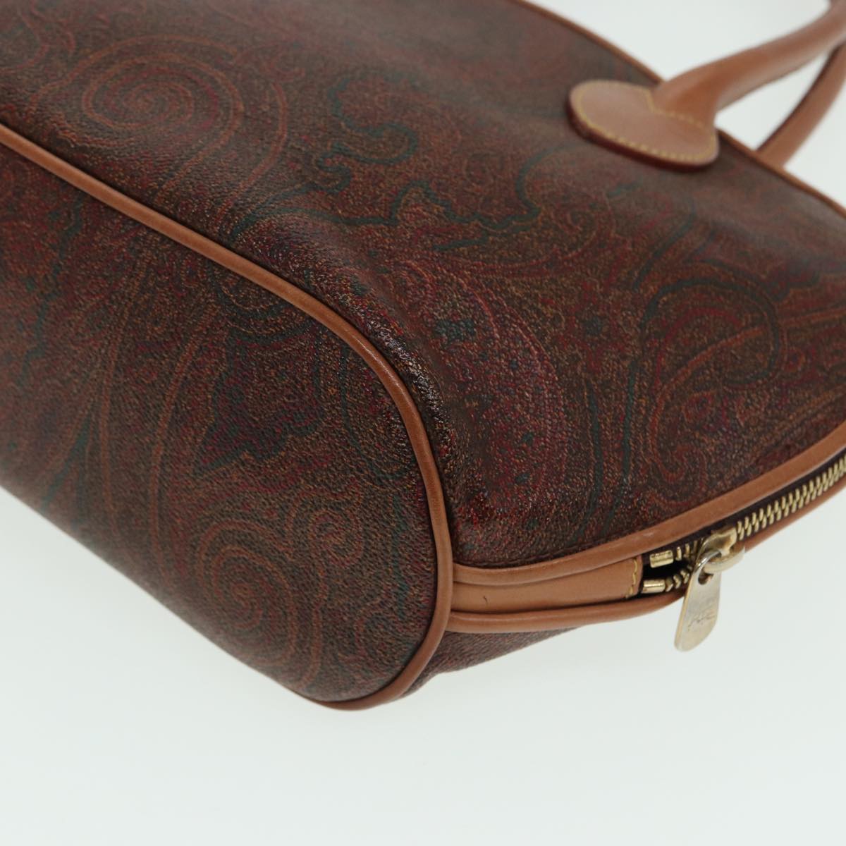 ETRO Paisley Hand Bag PVC Leather Brown Auth am6547