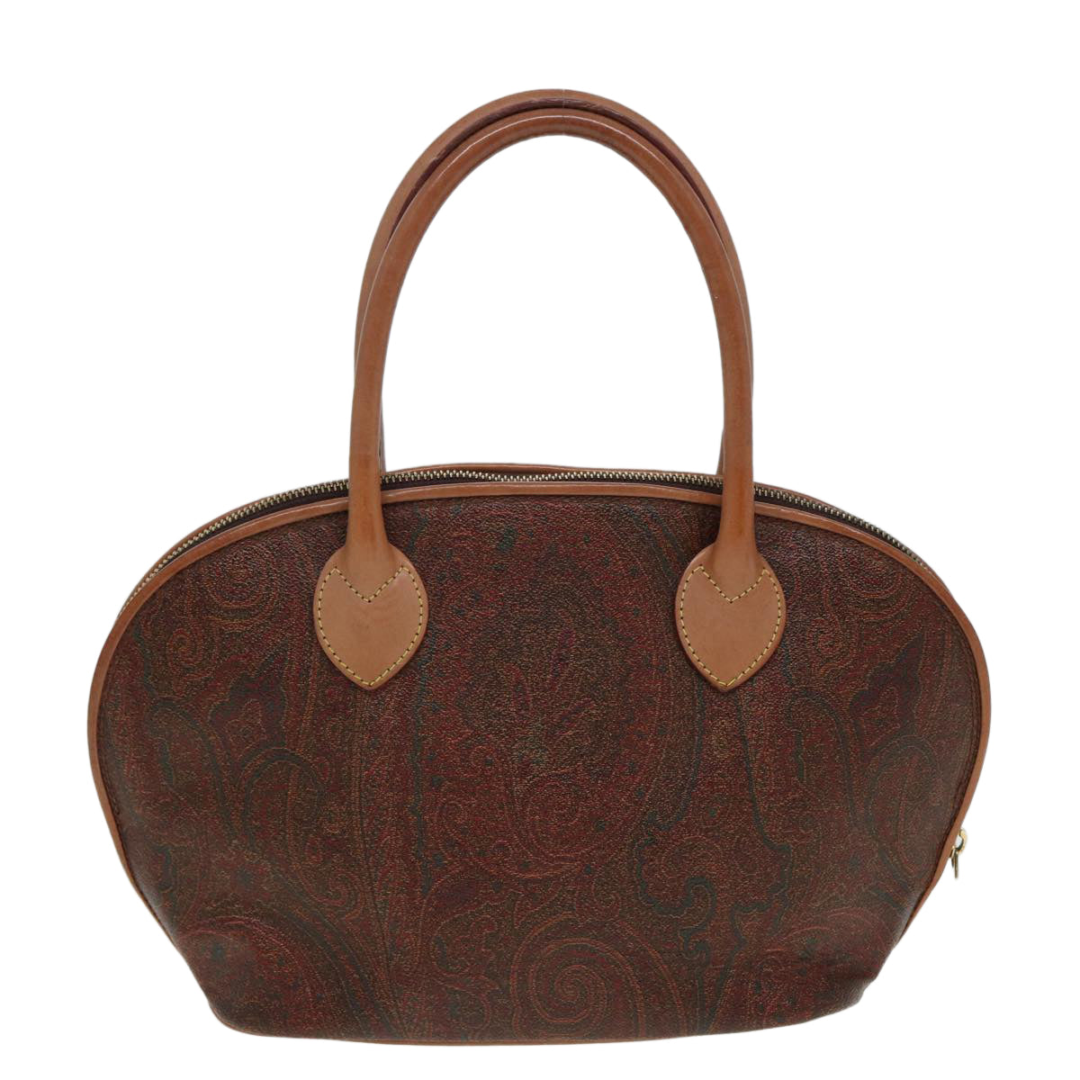 ETRO Paisley Hand Bag PVC Leather Brown Auth am6547 - 0