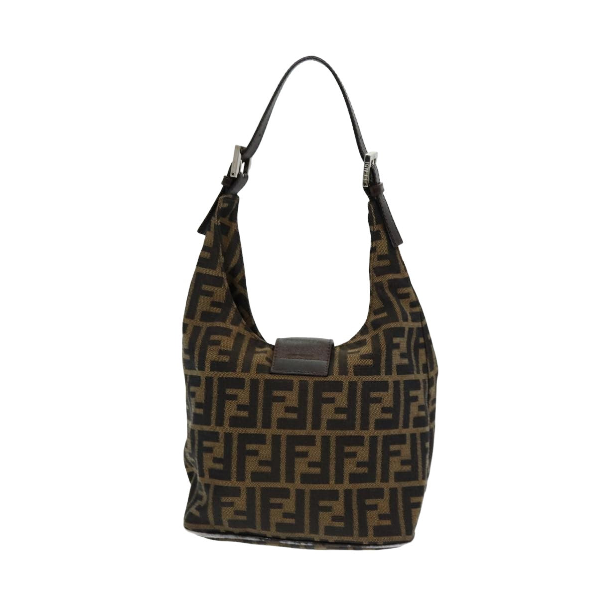 FENDI Zucca Canvas Mamma Baguette Shoulder Bag Brown Black Auth am6561 - 0