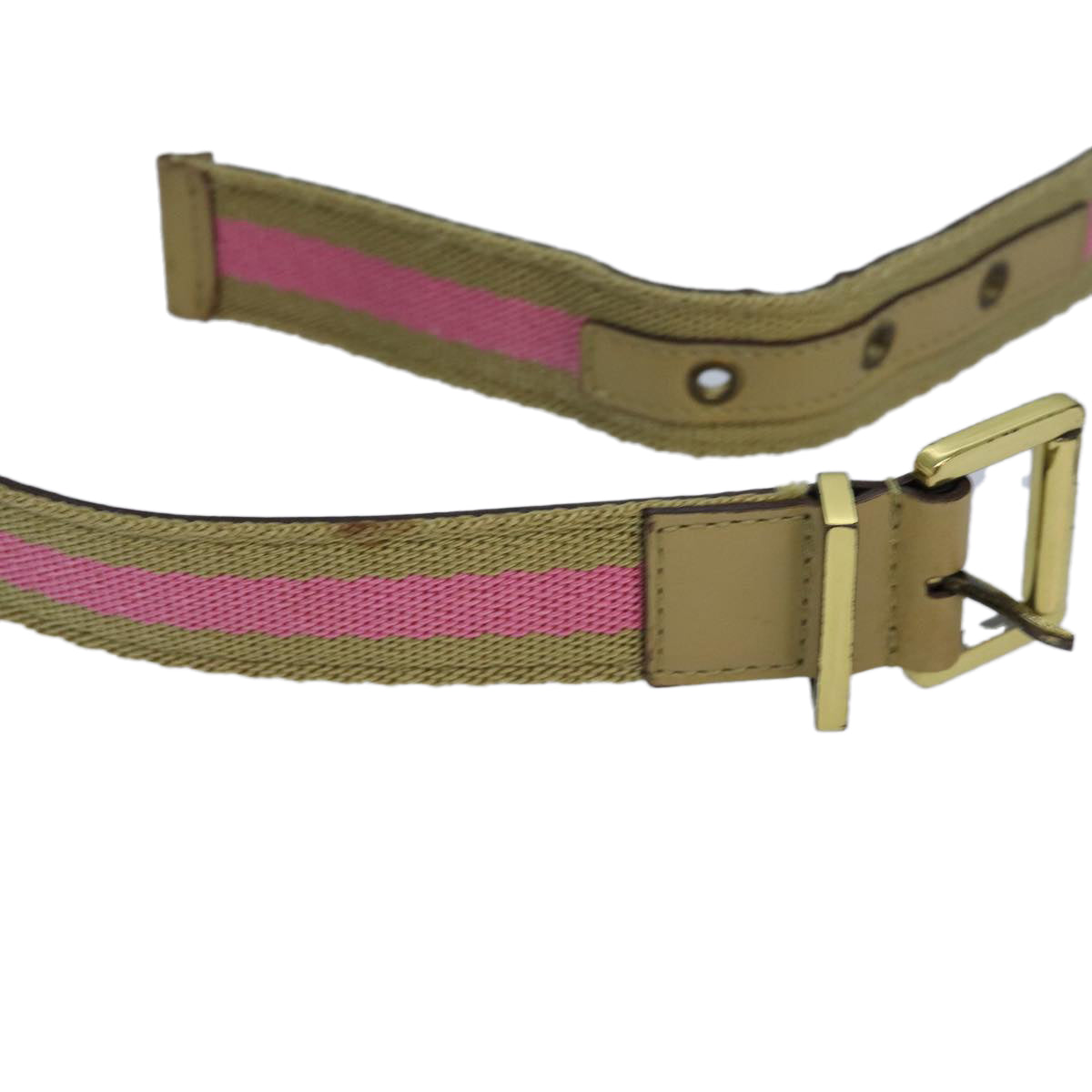 GUCCI Belt Canvas 27.6""-38.6"" Pink Khaki 90737 Auth am6564 - 0