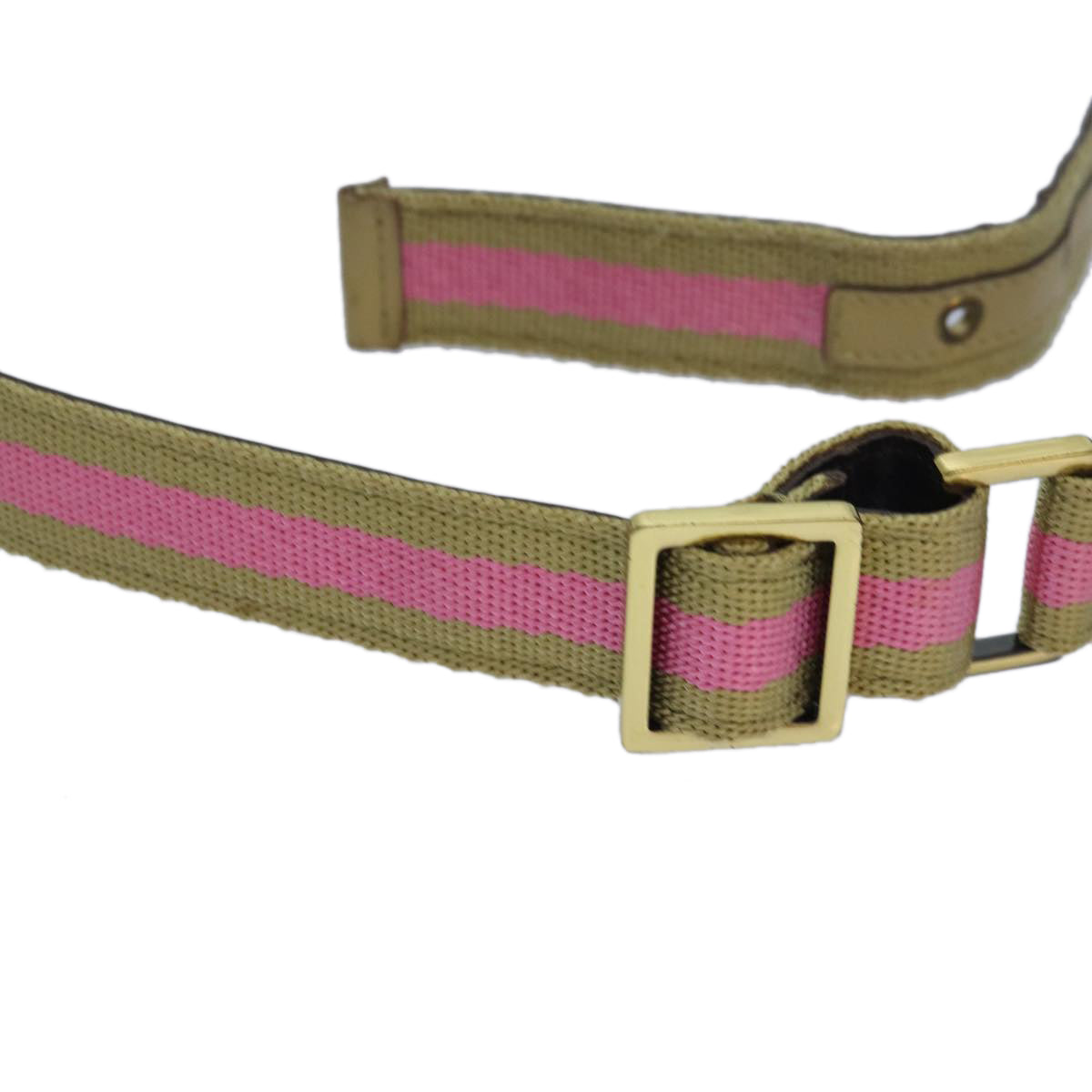 GUCCI Belt Canvas 27.6""-38.6"" Pink Khaki 90737 Auth am6564