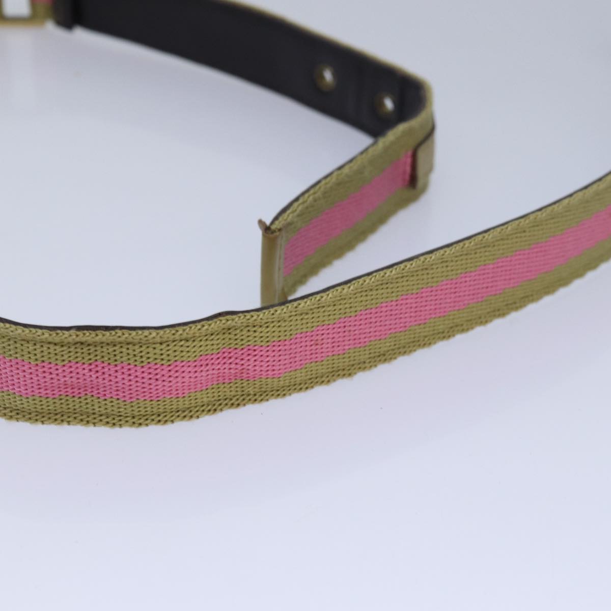 GUCCI Belt Canvas 27.6""-38.6"" Pink Khaki 90737 Auth am6564