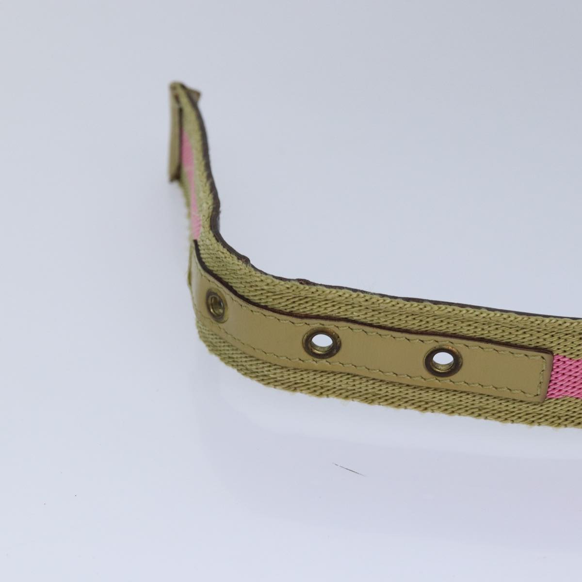 GUCCI Belt Canvas 27.6""-38.6"" Pink Khaki 90737 Auth am6564