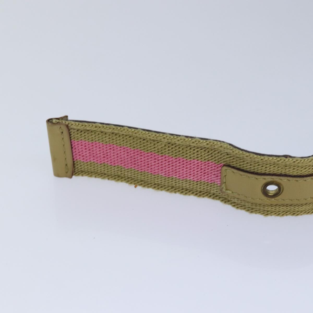 GUCCI Belt Canvas 27.6""-38.6"" Pink Khaki 90737 Auth am6564