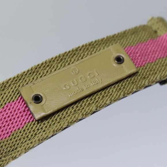 GUCCI Belt Canvas 27.6""-38.6"" Pink Khaki 90737 Auth am6564