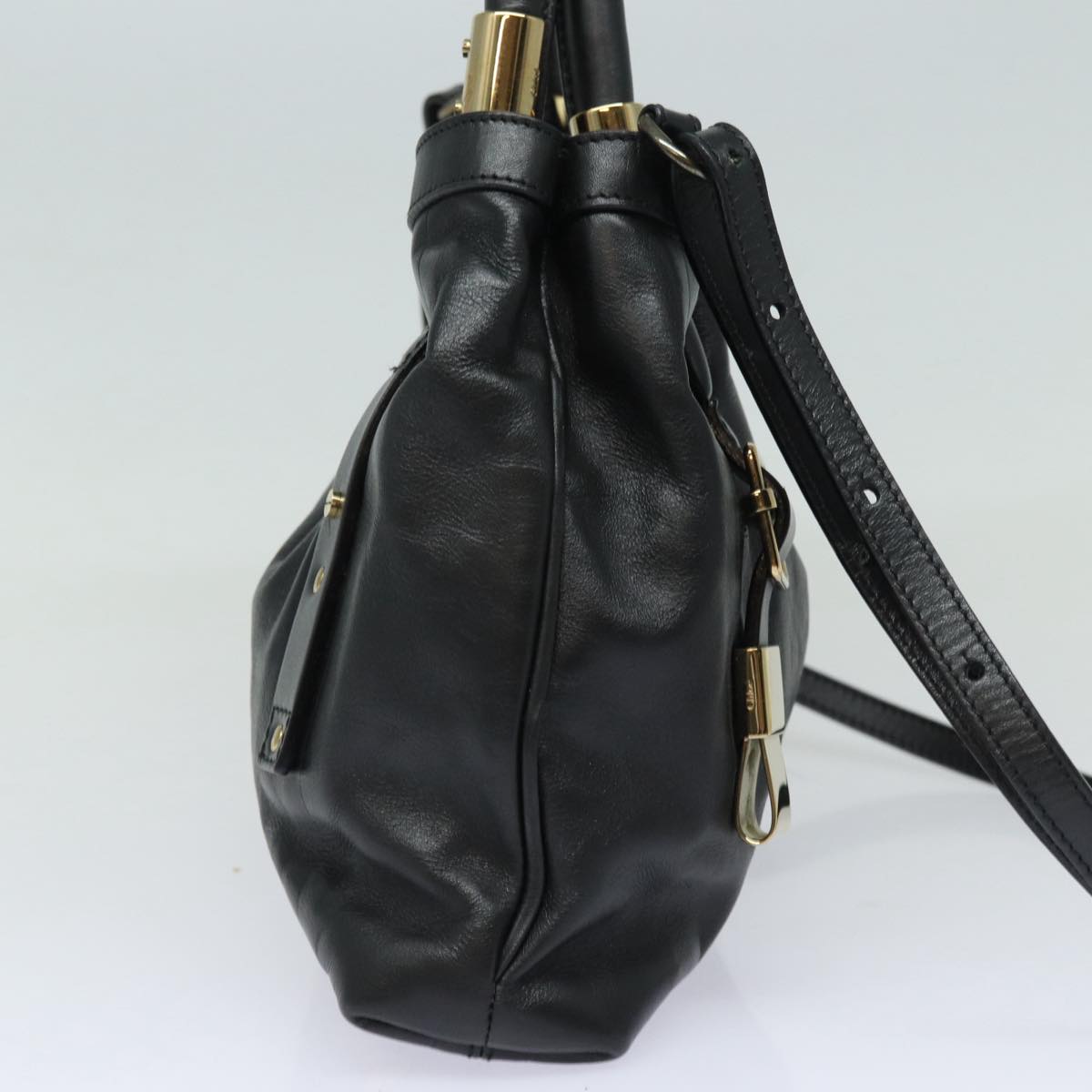 Chloe Victoria Hand Bag Leather 2way Black Auth am6565