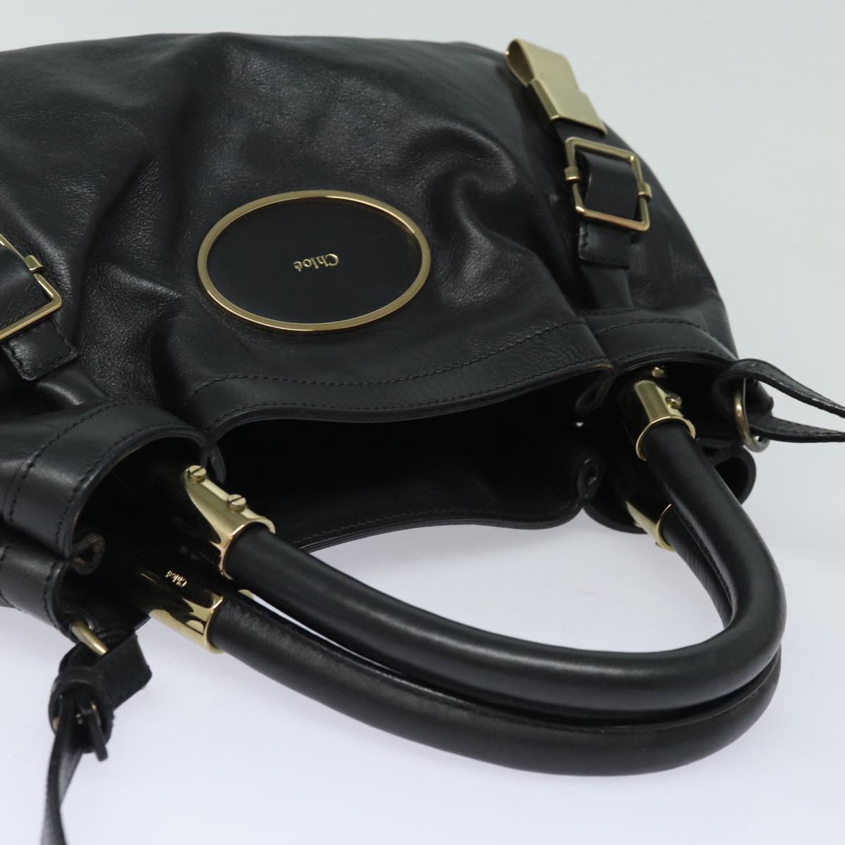 Chloe Victoria Hand Bag Leather 2way Black Auth am6565