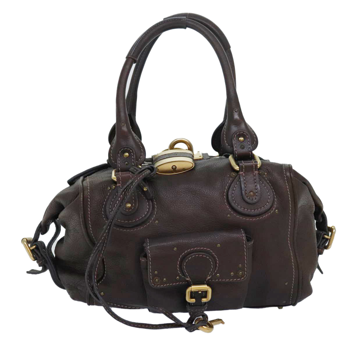 Chloe Paddington Hand Bag Leather Brown Auth am6566