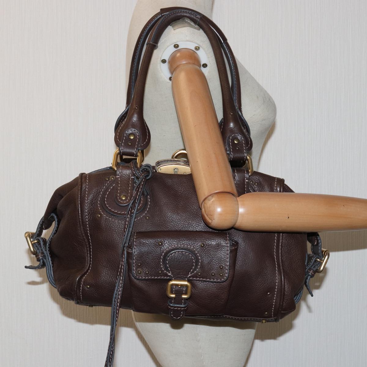 Chloe Paddington Hand Bag Leather Brown Auth am6566