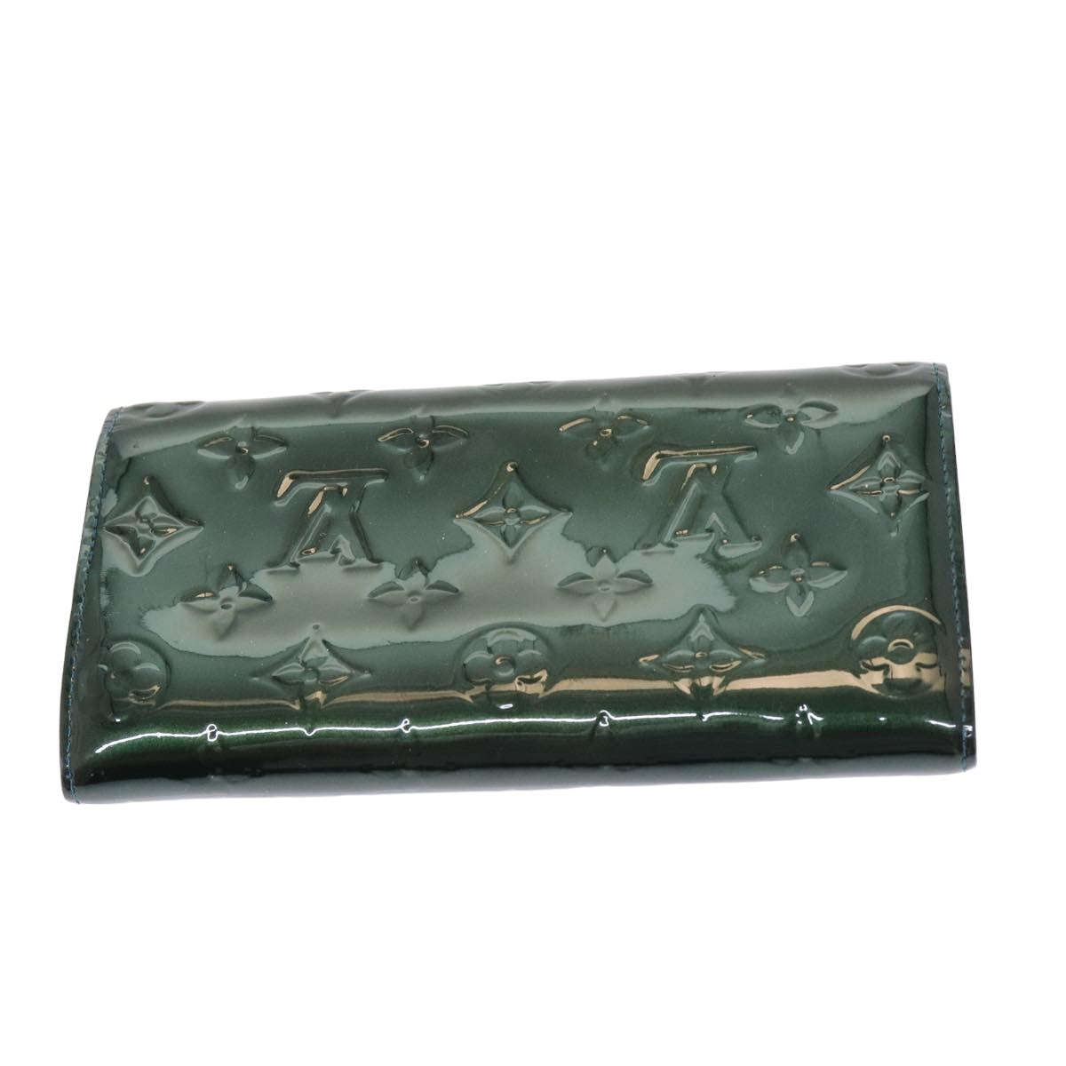 LOUIS VUITTON Vernis Portefeiulle Sarah Long Wallet Bluenuit M93667 Auth am6574 - 0