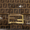 FENDI Zucchino Canvas Mamma Baguette Shoulder Bag Beige Auth am6583V-17