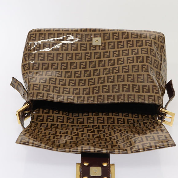 FENDI Zucchino Canvas Mamma Baguette Shoulder Bag Beige Auth am6583V