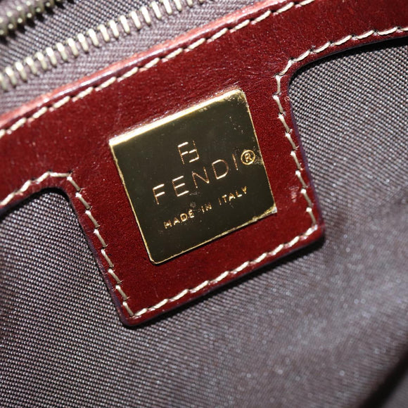 FENDI Zucchino Canvas Mamma Baguette Shoulder Bag Beige Auth am6583V