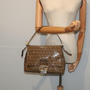 FENDI Zucchino Canvas Mamma Baguette Shoulder Bag Beige Auth am6583V-23