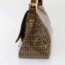 FENDI Zucchino Canvas Mamma Baguette Shoulder Bag Beige Auth am6583V-3