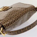 FENDI Zucchino Canvas Mamma Baguette Shoulder Bag Beige Auth am6583V-6