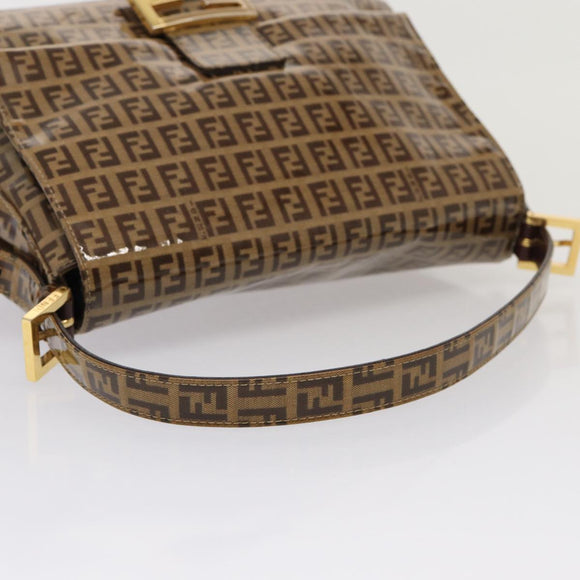 FENDI Zucchino Canvas Mamma Baguette Shoulder Bag Beige Auth am6583V