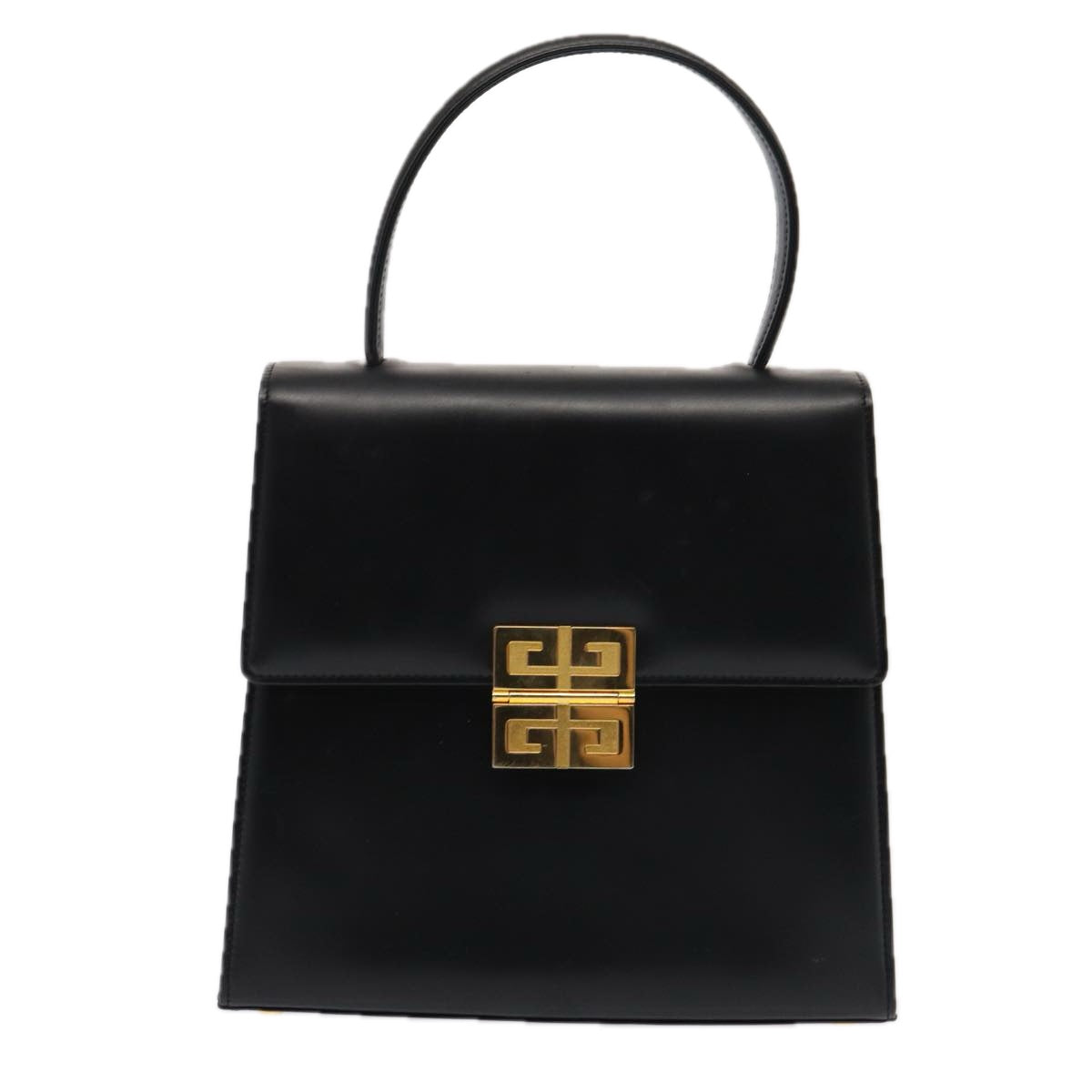 GIVENCHY Hand Bag Leather Black Auth am6590